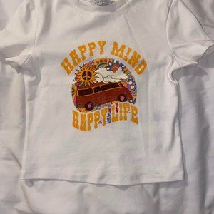 Women's White and Yellow Crop-top